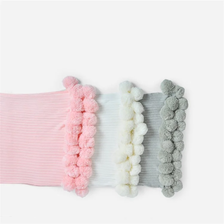 Pure Cotton Soft Warm Knitted Blanket with Puffy Balls, Size: 150 x 200cm - White