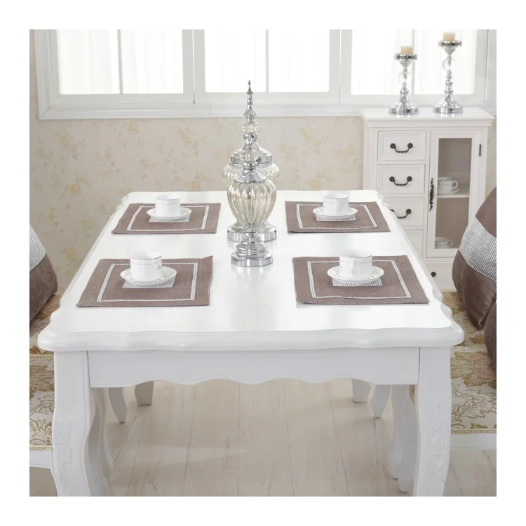 2 PCS/Set Modern Stylish Diamond Decor Polyester Fiber Dining Placemats, Size 30 x 40cm - Light Grey