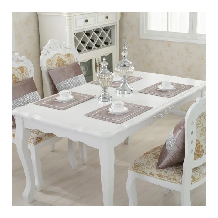 2 PCS/Set Modern Stylish Diamond Decor Polyester Fiber Dining Placemats, Size 30 x 40cm - Light Grey