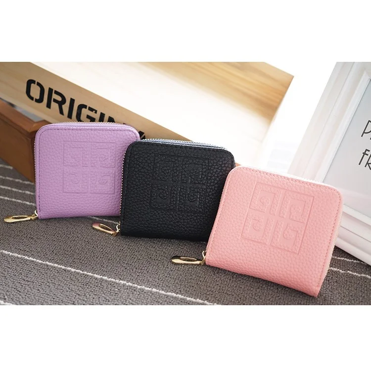 SOMLLOH Small PU Leather Zipper Wallet Credit Card Purse - Blue