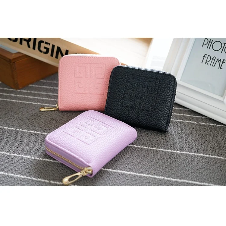 SOMLLOH Small PU Leather Zipper Wallet Credit Card Purse - Blue