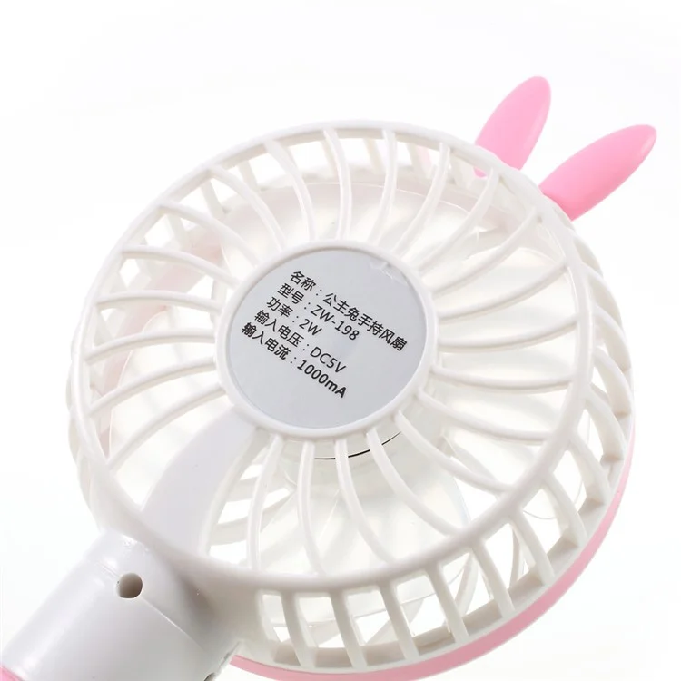 Cute Shape Portable USB Cooling Fan Handheld Mini Fan with 2 Adjustable Speeds - Pink / Rabbit