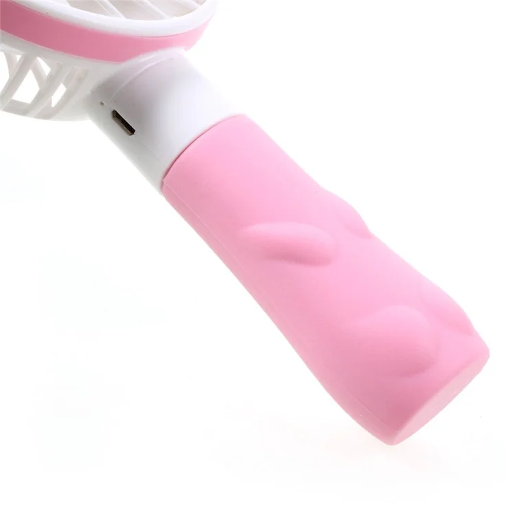 Cute Shape Portable USB Cooling Fan Handheld Mini Fan with 2 Adjustable Speeds - Pink / Rabbit