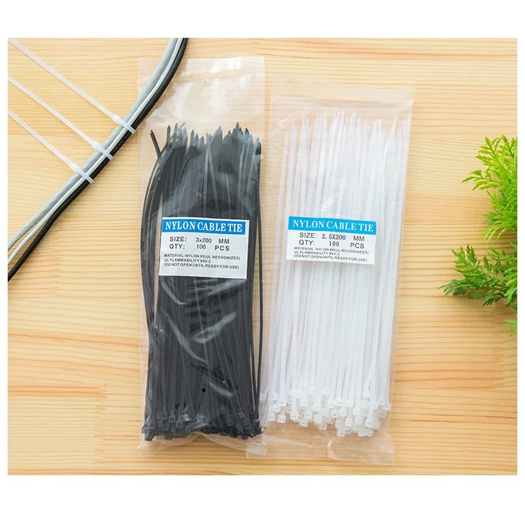 100pcs / Lote 2.5 X 200 Mm Cable De Nylon Auto-bloqueo De 8 Pulgadas - Negro