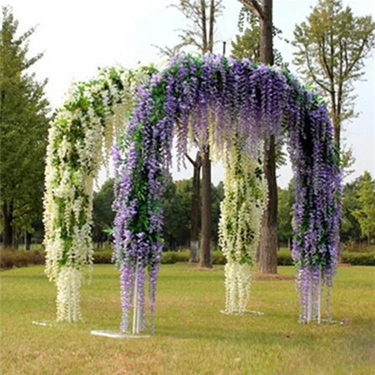 Artificial Silk Wisteria Vine Ratta Silk Hanging Flower Wedding Decor 12 Pieces - Purple