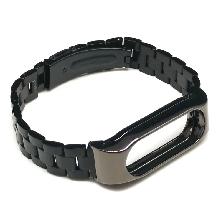 Stainless Steel Watch Band Strap Double-press Closure for Xiaomi Mi Band 2 - Black