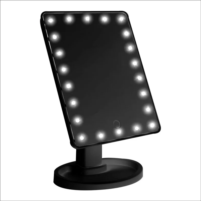 Women's Touch Control LED Cosmetic Mirror with Organizer Stand - Black