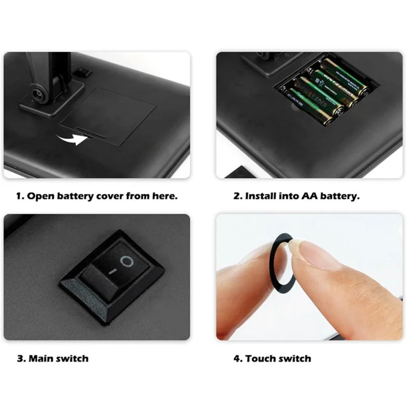 Women's Touch Control LED Cosmetic Mirror with Organizer Stand - Black