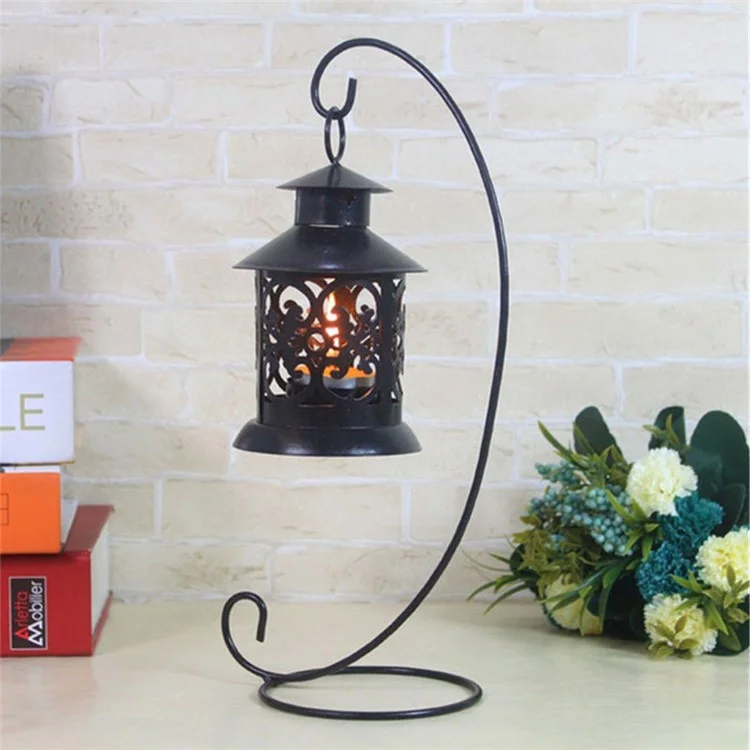 10PCS Iron Hanging Stand Holder Candle Holder Candlestick for Glass Ball Lantern Light - Black