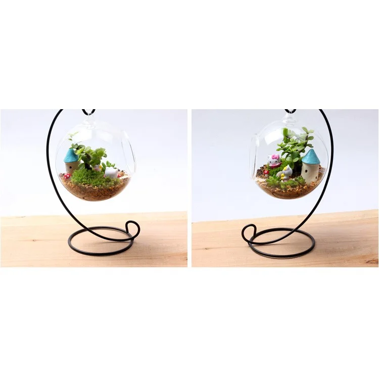 10PCS Iron Hanging Stand Holder Candle Holder Candlestick for Glass Ball Lantern Light - Black