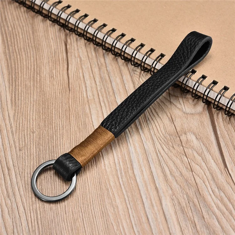 ICARER Luxury Genuine Leather Metal Key Ring Key Chain - Black
