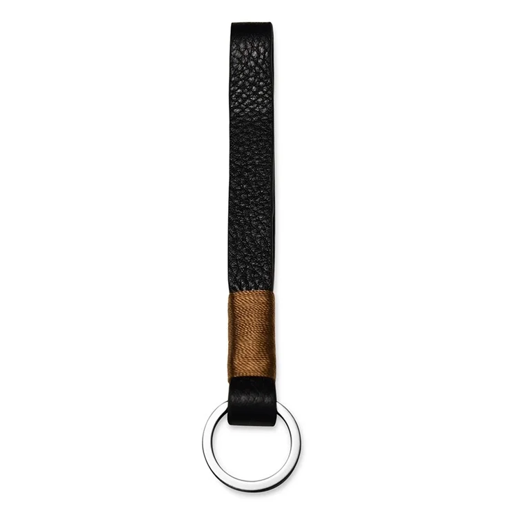 ICARER Luxury Genuine Leather Metal Key Ring Key Chain - Black