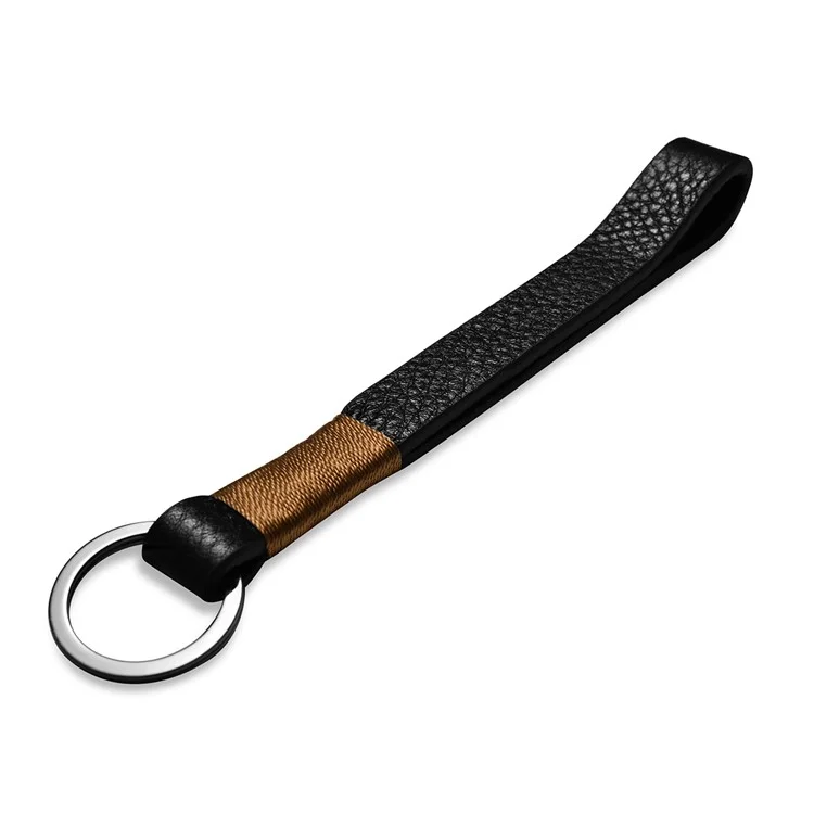 ICARER Luxury Genuine Leather Metal Key Ring Key Chain - Black