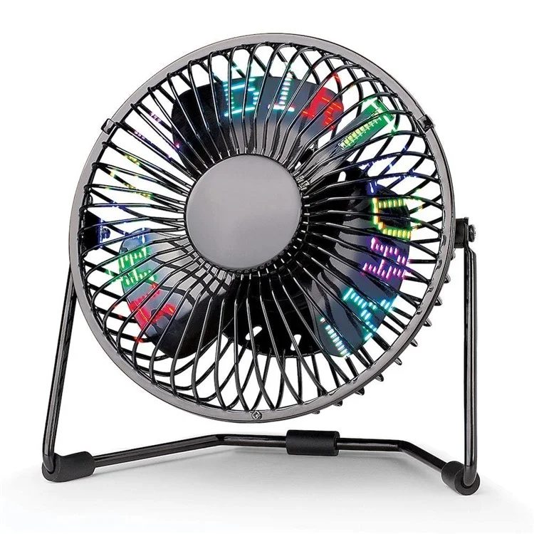 RGB LED Programmable Cooling Fan 360 Degree Rotation Mini USB Table Fan