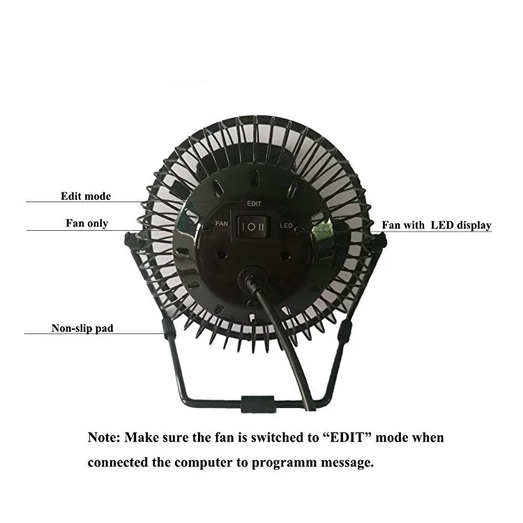 RGB LED Programmable Cooling Fan 360 Degree Rotation Mini USB Table Fan