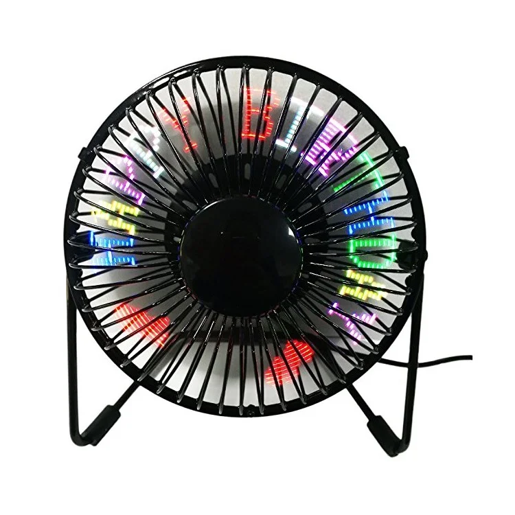 RGB LED Programmable Cooling Fan 360 Degree Rotation Mini USB Table Fan