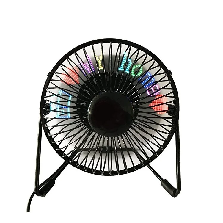 RGB LED Programmable Cooling Fan 360 Degree Rotation Mini USB Table Fan