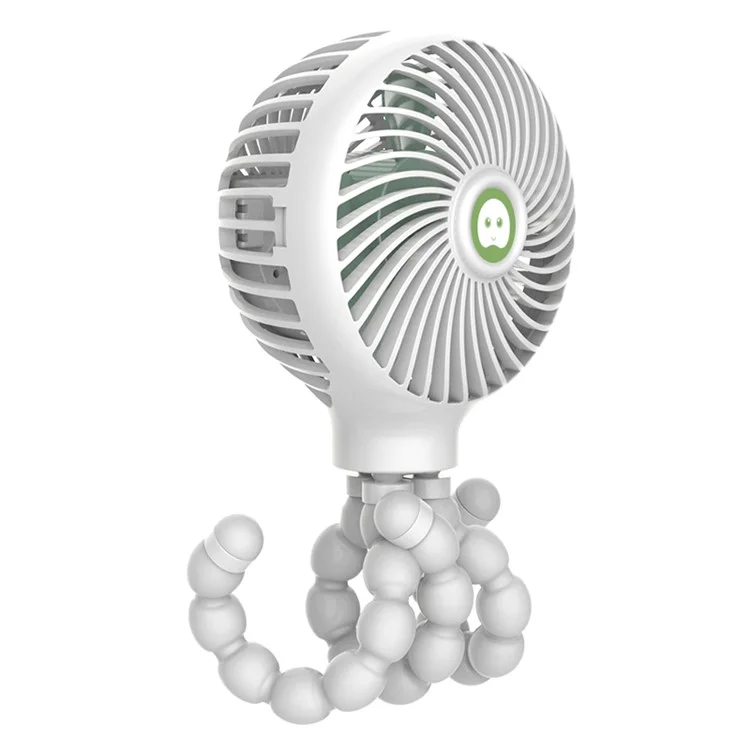 Mini Octopus Variable Fan 3-gear Wind Low Noise USB Charging Cooling Fan - White