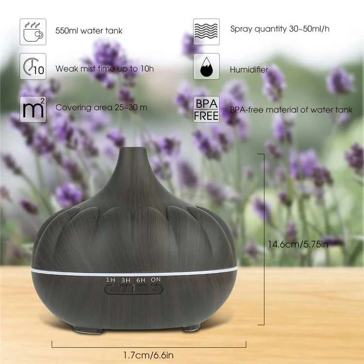 01 550ml Air Humidifier Essential Oil Lamp Aromatherapy Electric Aroma Diffuser