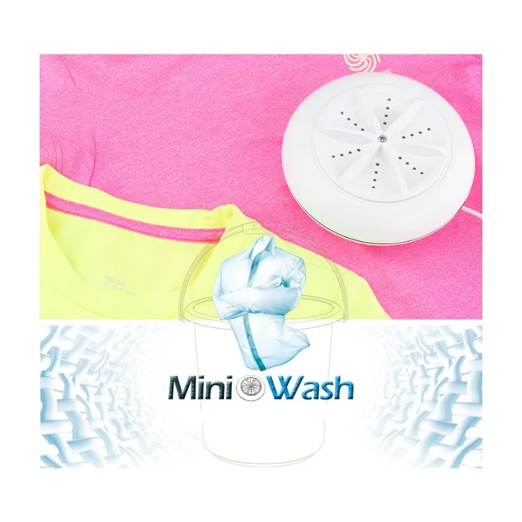Portable USB Electric Turbine Ultrasonic Mini Clothes Washing Machine - Black