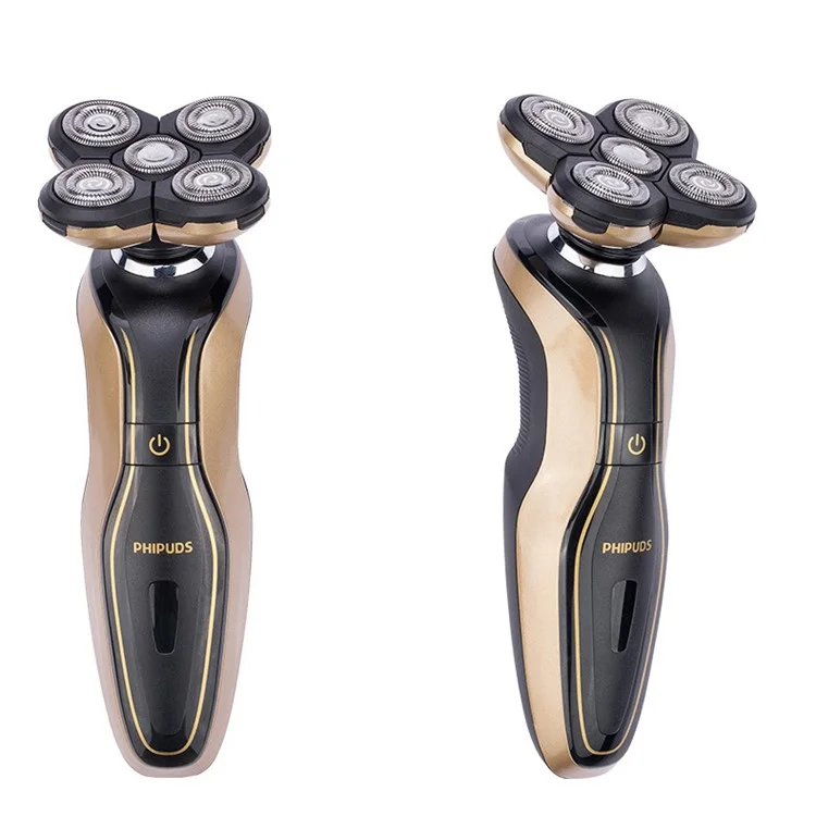 5 Heads Electric Waterproof Rotary Rechargeable Men's Shaver 3 in 1 Design