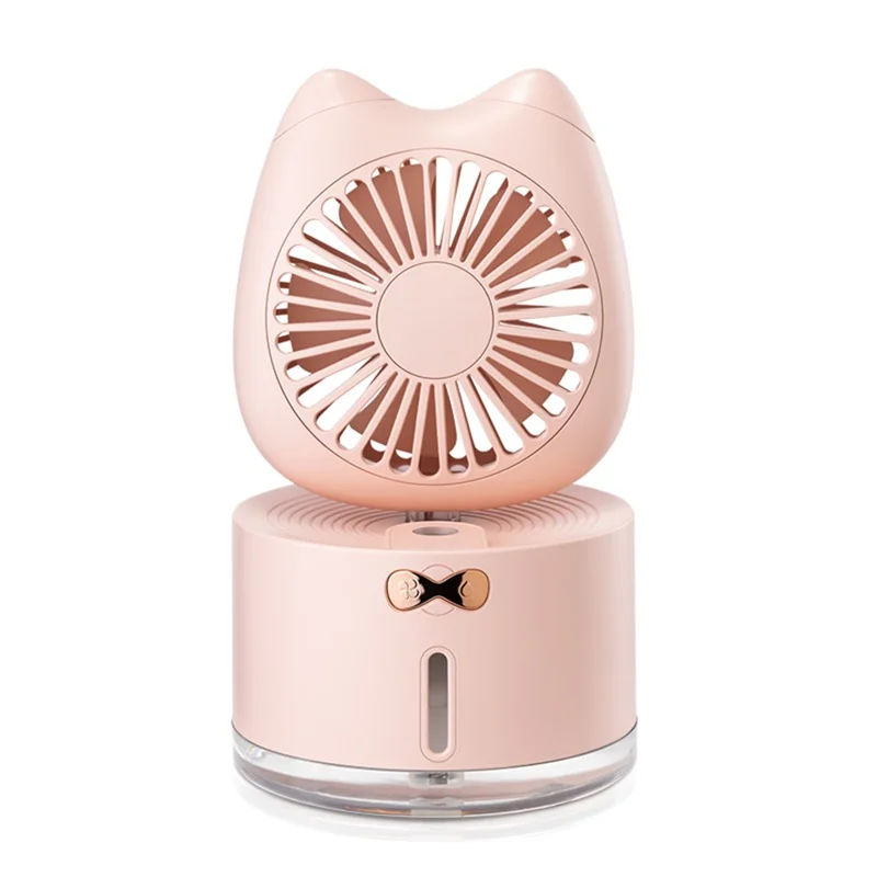 USB 3-i-1 multifunktions farverig natlampe skrivebordsluftfugter køleventilator - Pink