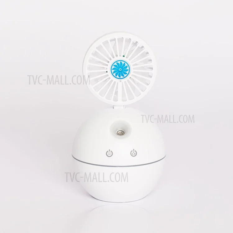 USB Rechargeable Colorful Night Light Mini Aroma Diffuser Spray Fan Desktop Humidifier Fan - White