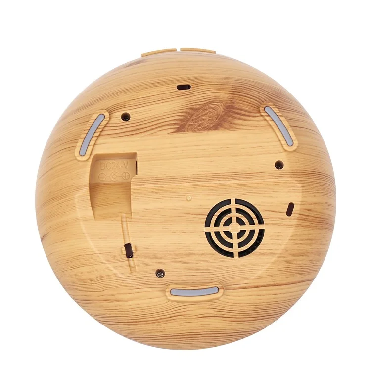 350ML Wood Grain Hollow Design Aroma Humidifier Ultrasonic Cool Mist Humidifier with 7 Color Lights - Brown/EU Plug