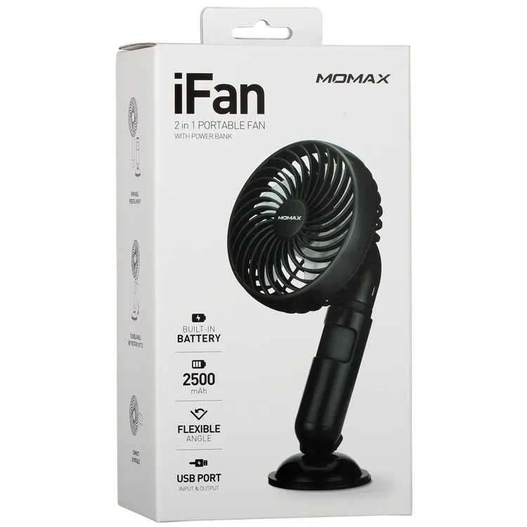 MOMAX iFan Detachable Power Bank Handheld Mini Fan - Black