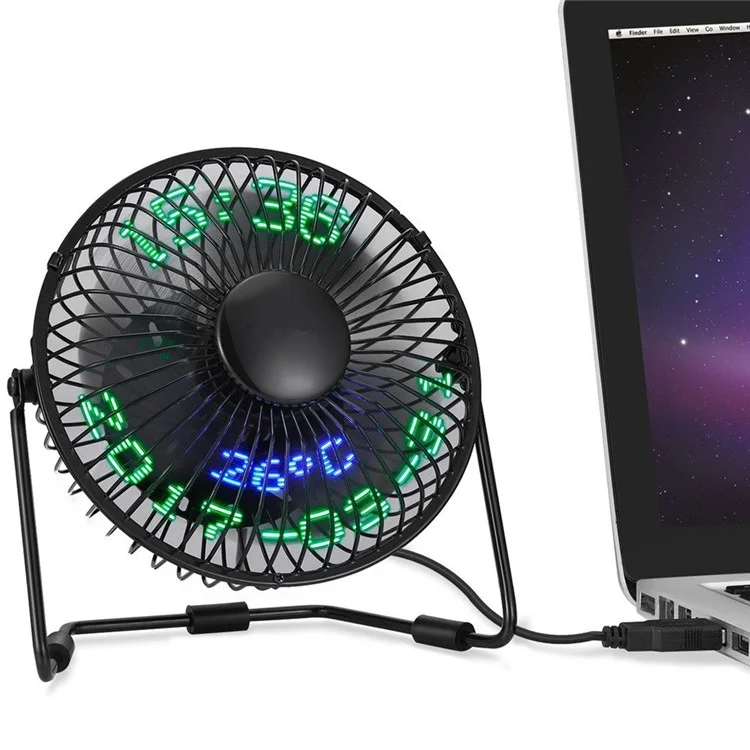 Calendrier De Bureau 3 En 1, Ventilateur D'horloge Et Température Du Ventilateur USB 2 Vitesses 5 "Mini Ventilateur (UF-240-05CC)