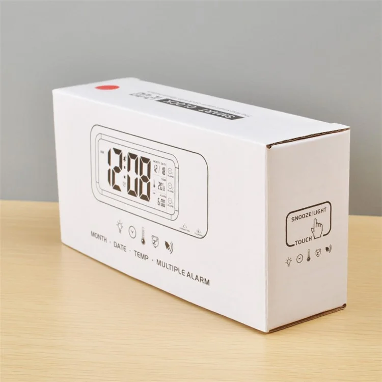 Creative Light-control LCD Display Temperature Alarm Clock - Green