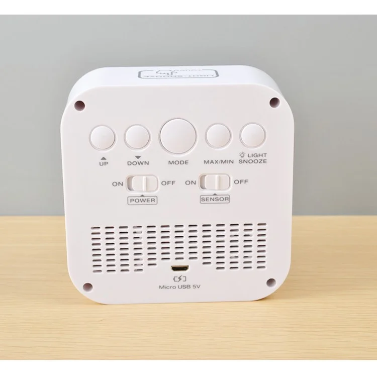 Square Pattern Light-control LCD Display Temperature Alarm Clock - Rose
