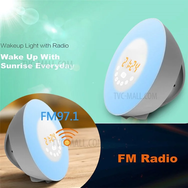 LED Clock Radio Natural Wake-up Snooze Simulation Sunrise Alarm - EU Plug