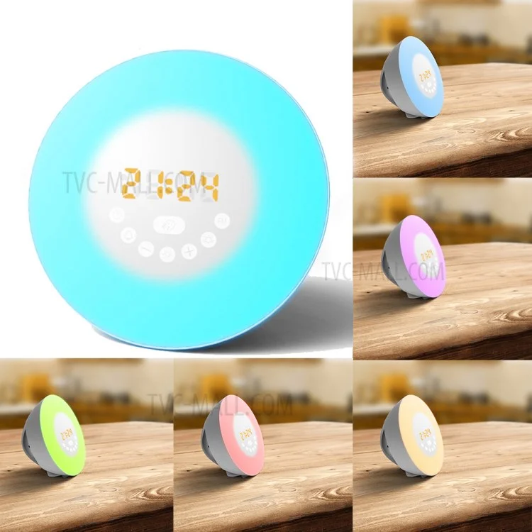 LED Clock Radio Natural Wake-up Snooze Simulation Sunrise Alarm - EU Plug