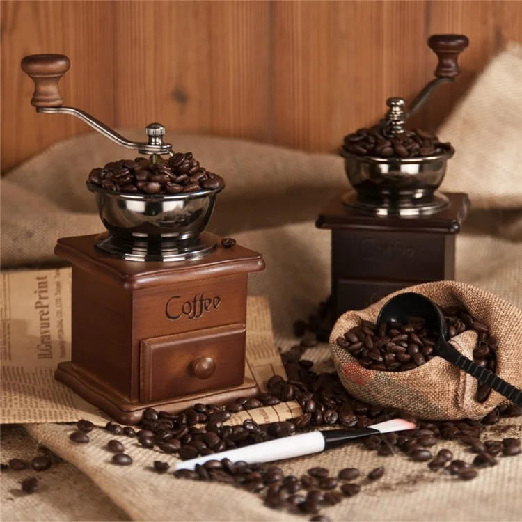 Hand Coffee Bean Grinder Manual Grinding Machine Coffee Grinder - Brown