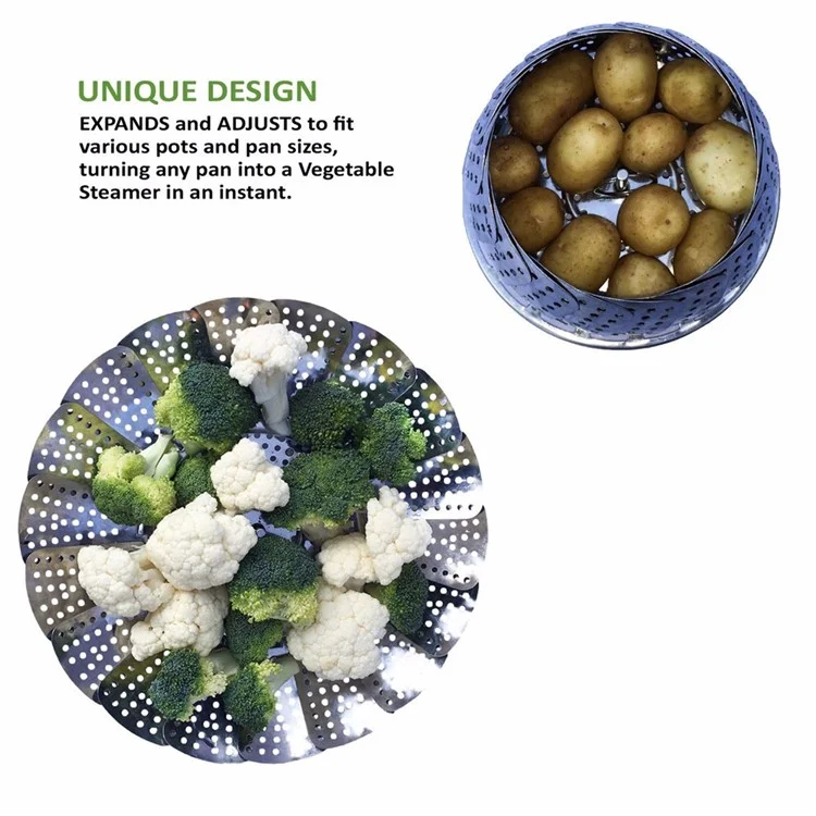 9 inch High-grade Stainless Steel Vegetable Steamer Durable Food Folding Steamer