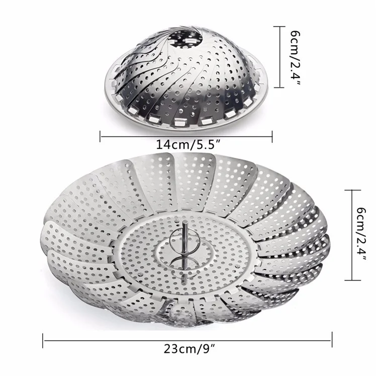 9 inch High-grade Stainless Steel Vegetable Steamer Durable Food Folding Steamer