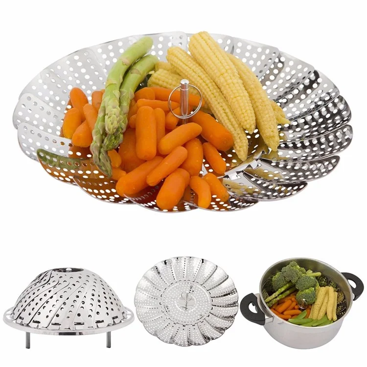 9 inch High-grade Stainless Steel Vegetable Steamer Durable Food Folding Steamer