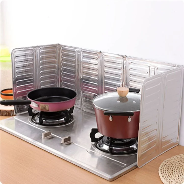 2Pcs Kitchen Aluminium Foil Plate Gas Stove Foldable Kitchen Cooking Heat Insulation Oil Splash Proof Baffle