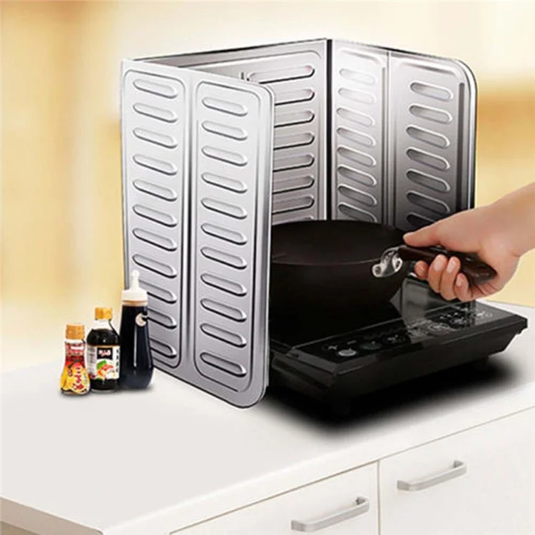 2Pcs Kitchen Aluminium Foil Plate Gas Stove Foldable Kitchen Cooking Heat Insulation Oil Splash Proof Baffle