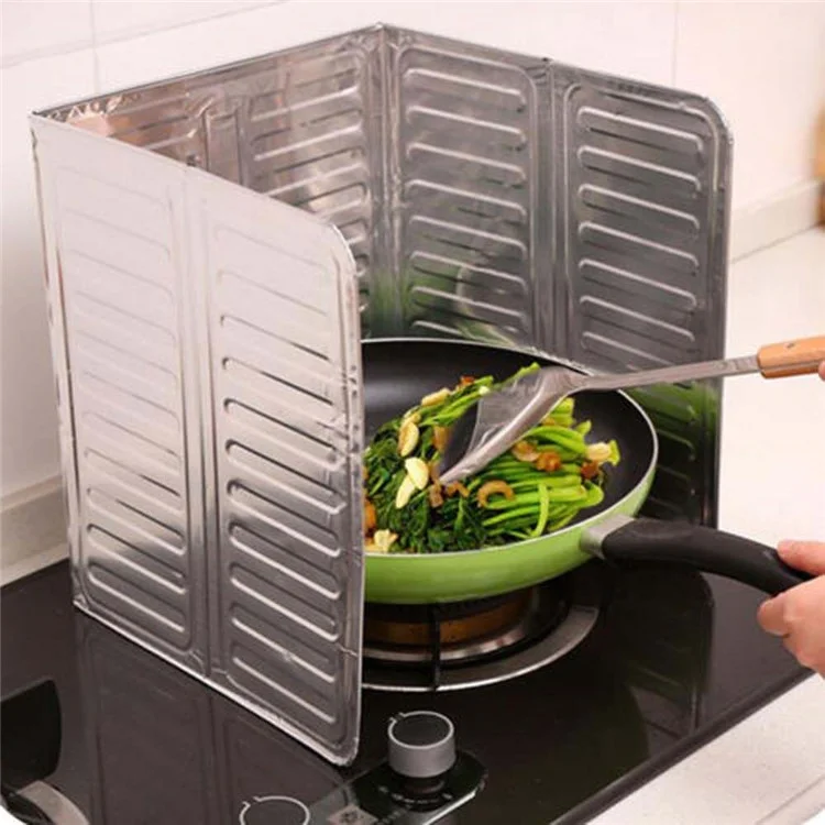 2Pcs Kitchen Aluminium Foil Plate Gas Stove Foldable Kitchen Cooking Heat Insulation Oil Splash Proof Baffle