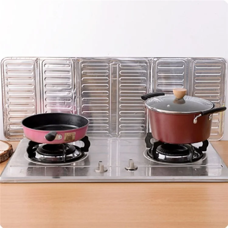 2Pcs Kitchen Aluminium Foil Plate Gas Stove Foldable Kitchen Cooking Heat Insulation Oil Splash Proof Baffle