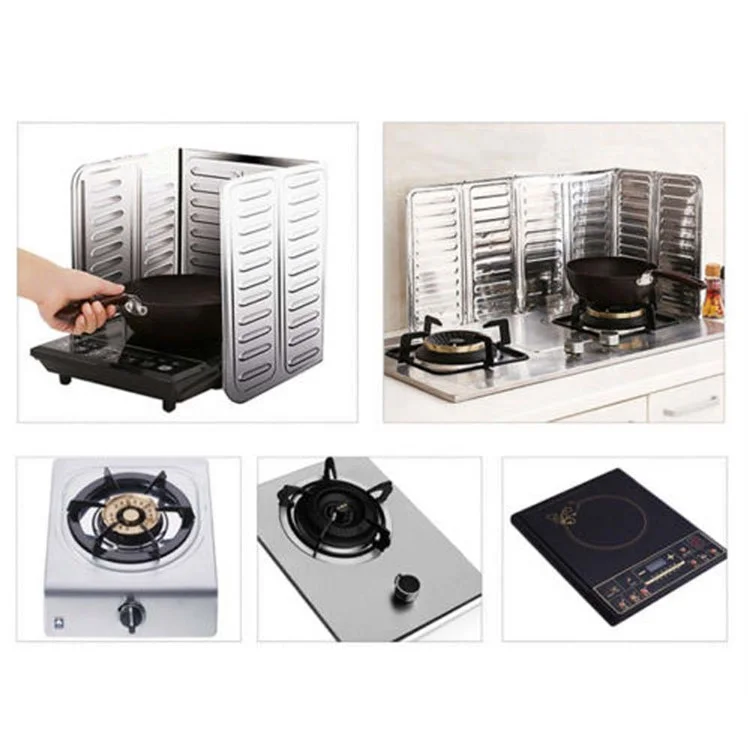 2Pcs Kitchen Aluminium Foil Plate Gas Stove Foldable Kitchen Cooking Heat Insulation Oil Splash Proof Baffle