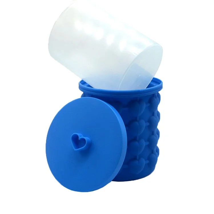 Silicone Heart-shape Ice Cube Maker Space Saving Ice Cube Maker, Size: L - Blue