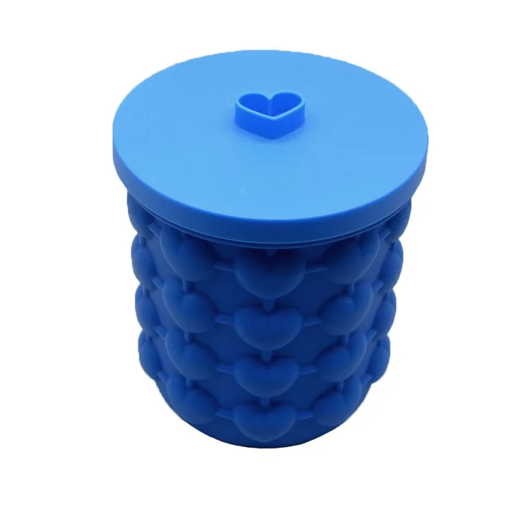 Silicone Heart-shape Ice Cube Maker Space Saving Ice Cube Maker, Size: L - Blue
