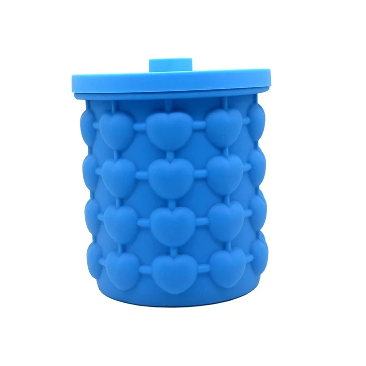Silicone Heart-shape Ice Cube Maker Space Saving Ice Cube Maker, Size: L - Blue