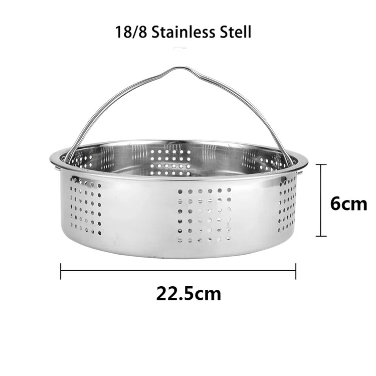 Stainless Steel Steamer Basket with Handle for Instant Pot 6, 8 qt