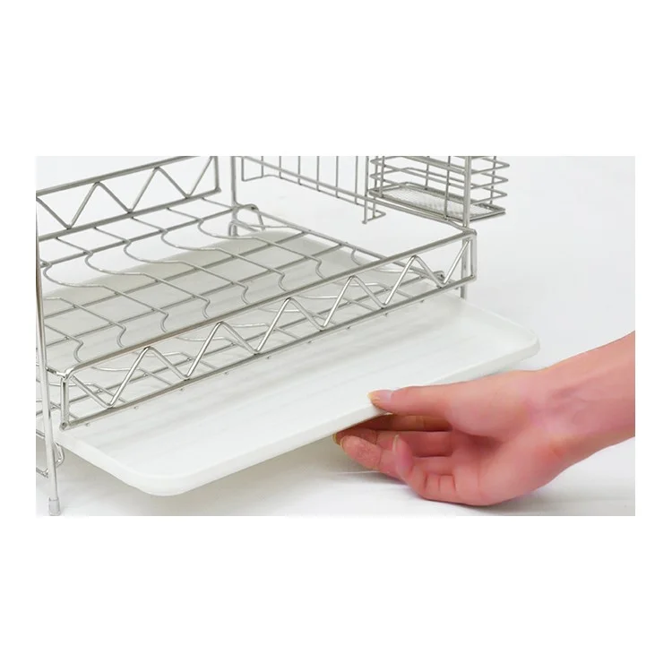 2-Tier Stainless Steel Dish Drainer Kitchen Rack Cutlery Holder