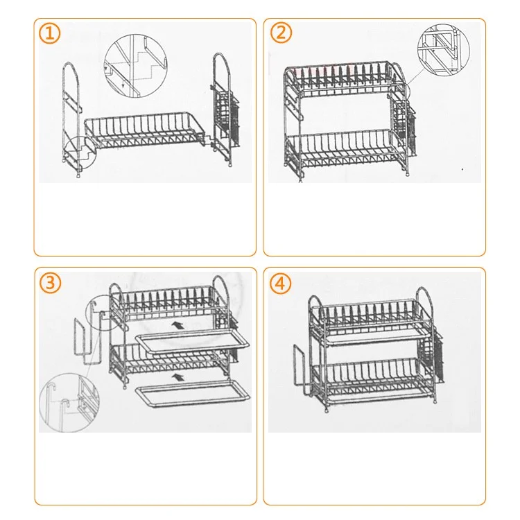 2-Tier Stainless Steel Dish Drainer Kitchen Rack Cutlery Holder