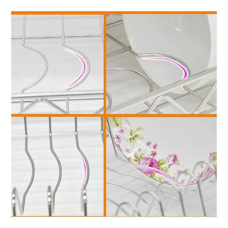 2-Tier Stainless Steel Dish Drainer Kitchen Rack Cutlery Holder